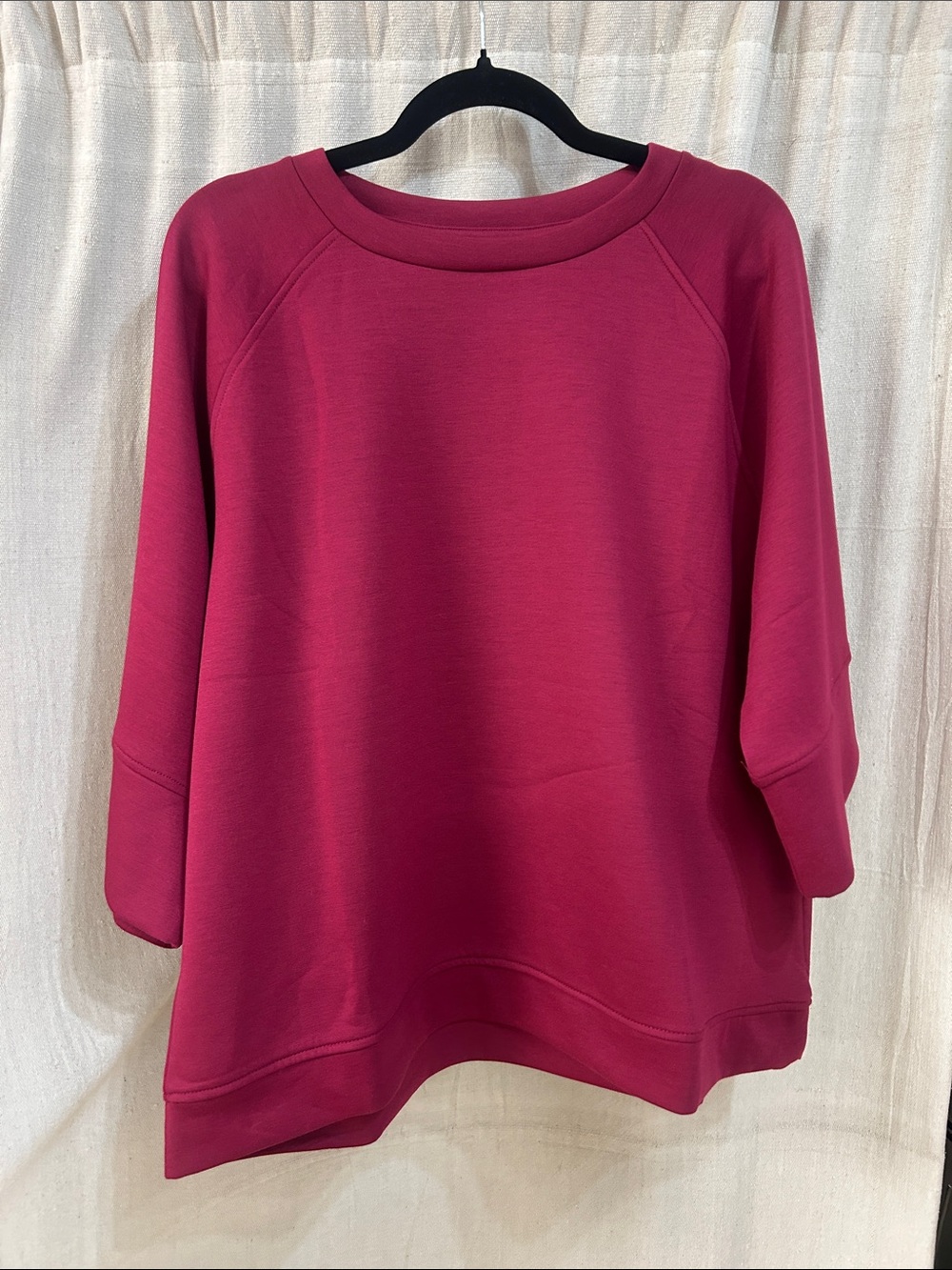 Zenana Scuba 3/4 Sleeve Pullover in Cabernet